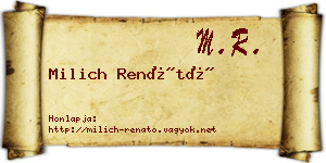 Milich Renátó névjegykártya